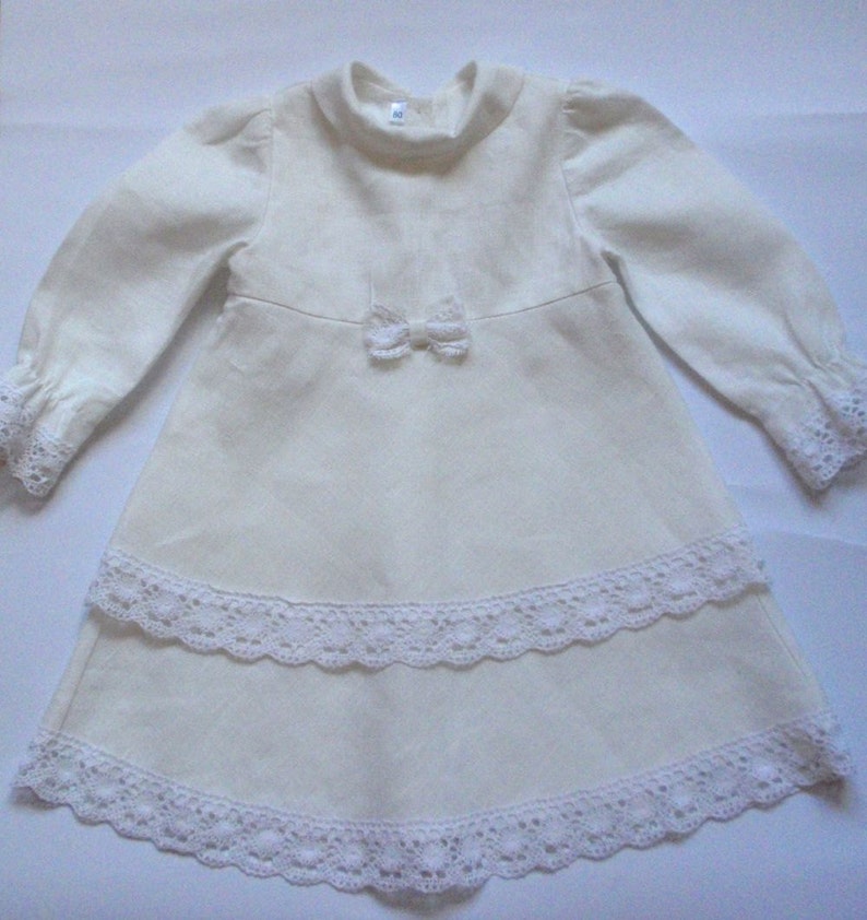 White linen dress girls linen dress natural white dress Etsy