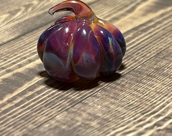 Amber Purple Glass Pumpkin