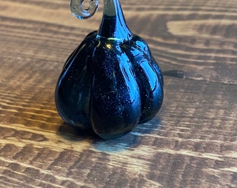 Heavy Blue Glitter Glass Pumpkin