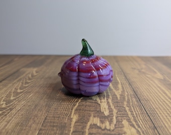 Purple Red Swirl Glass Pumpkin