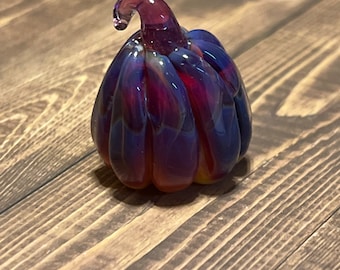 Amber Purple Glass Pumpkin