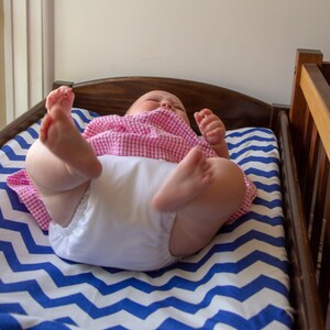 Handmade Fitted Change Mat Cover in Blue Chevron