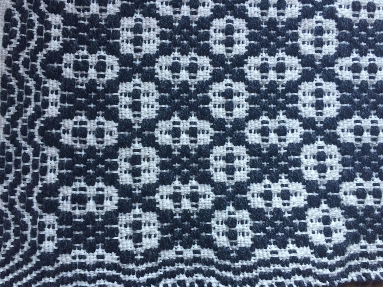 Handwoven Black & White Overshot Rug - Etsy