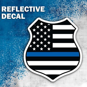 10-Pack Thin Blue Line Reflective License Plate Stickers - 1.5x1 Inch Police Support Decals For Cars, Windows, Laptops