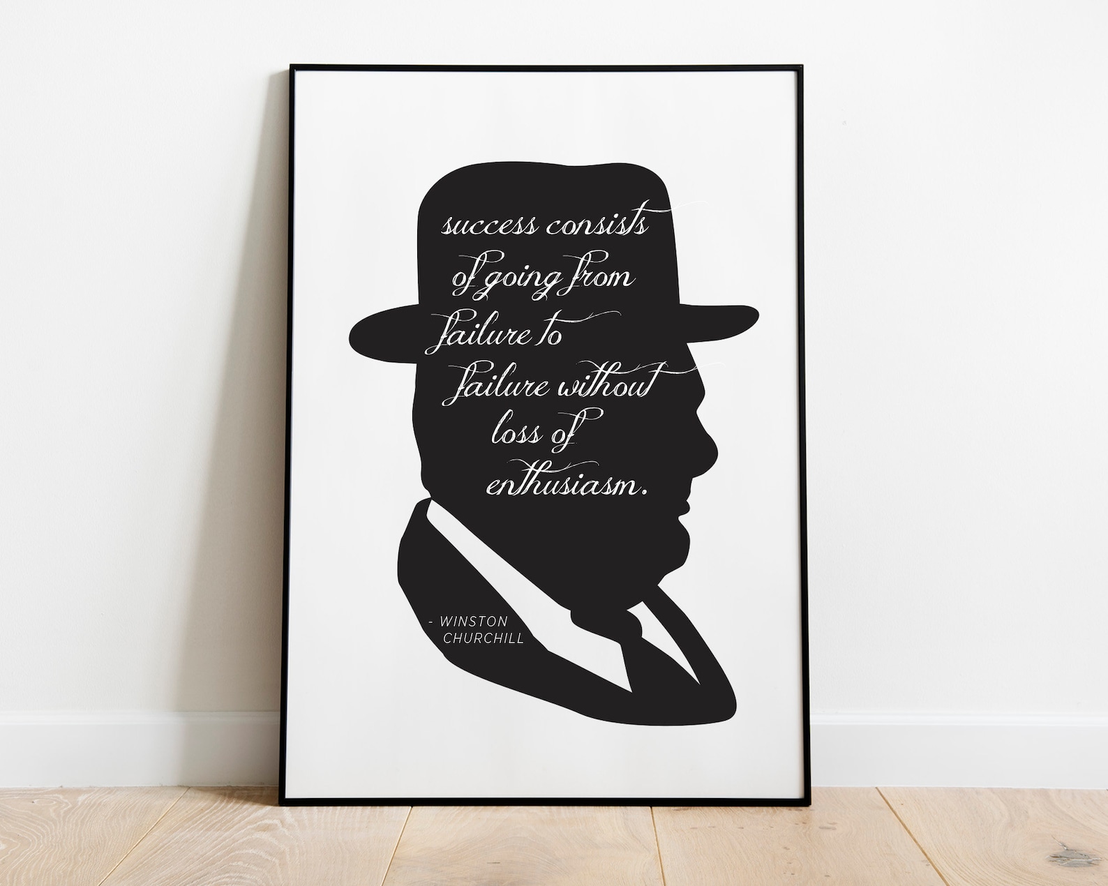 Winston Churchill Inspiring Wall Quote Silhouette Art Print | Etsy UK