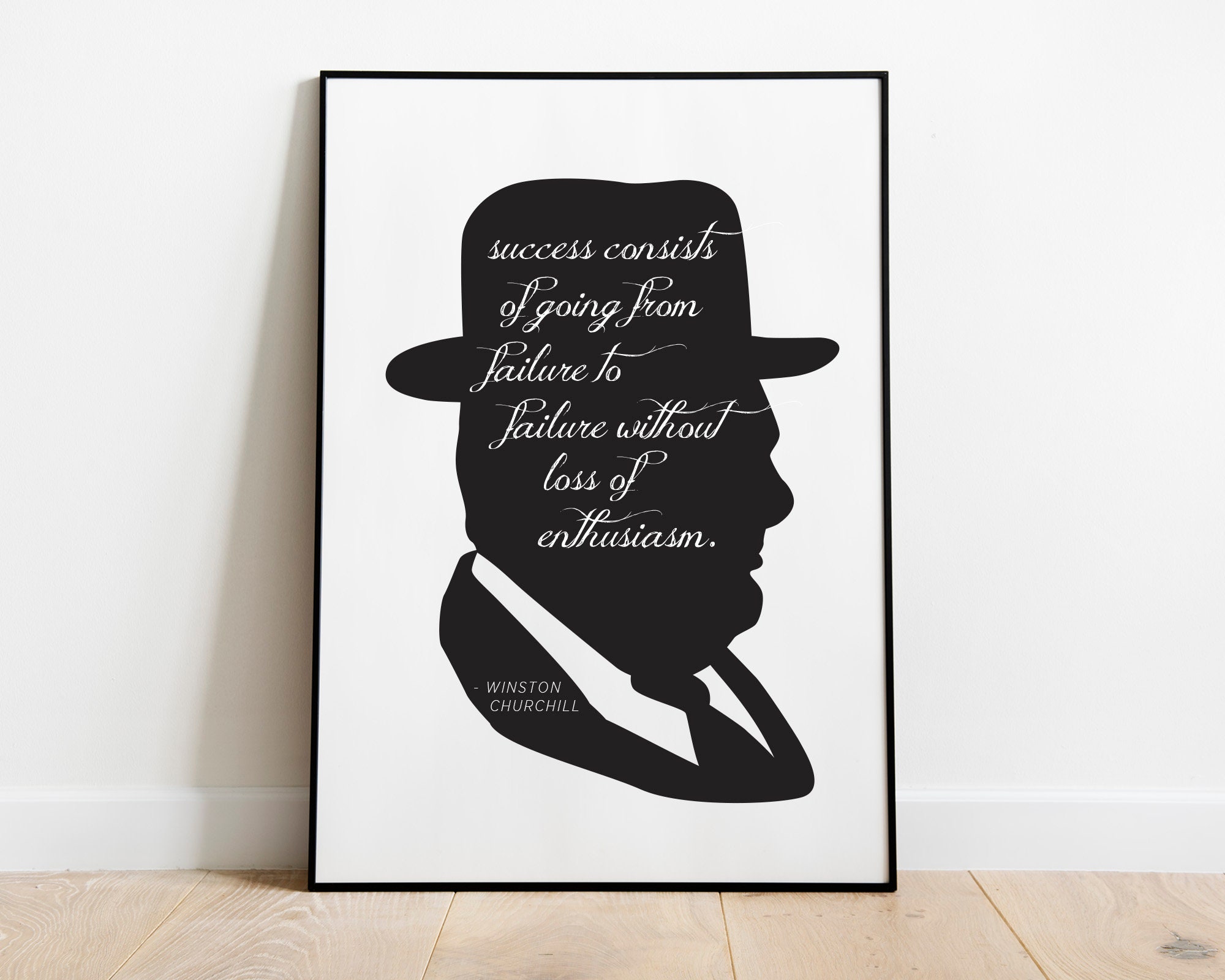 Winston Churchill Art Print Inspirational Quote, Wall Decor