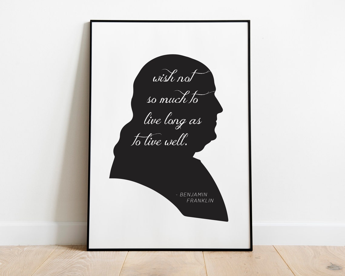 Benjamin Franklin Inspiring Wall Quote Silhouette Art Print | Etsy