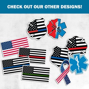 ProSticker 1086 (One) 4" Support Law Enforcement Blue Line Shield