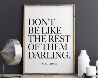 Darling Coco Chanel Quote - Fashion Print , Fashion art, wall art, illustration, Typography, wall decor