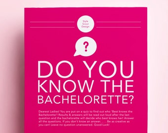 Bachelorette Party Game - Do you know the Bachelorette? Bachelorette Game - INSTANT DOWNLOAD