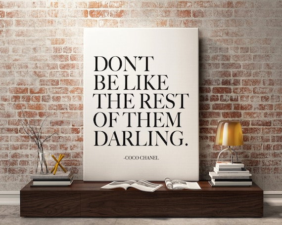 Darling Coco Chanel Quote Fashion Print Fashion Art Wall 