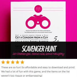 Bachelorette Party Game Pack 3 games-in-1, Dare Cards, Drink If, and Scavenger Hunt image 2