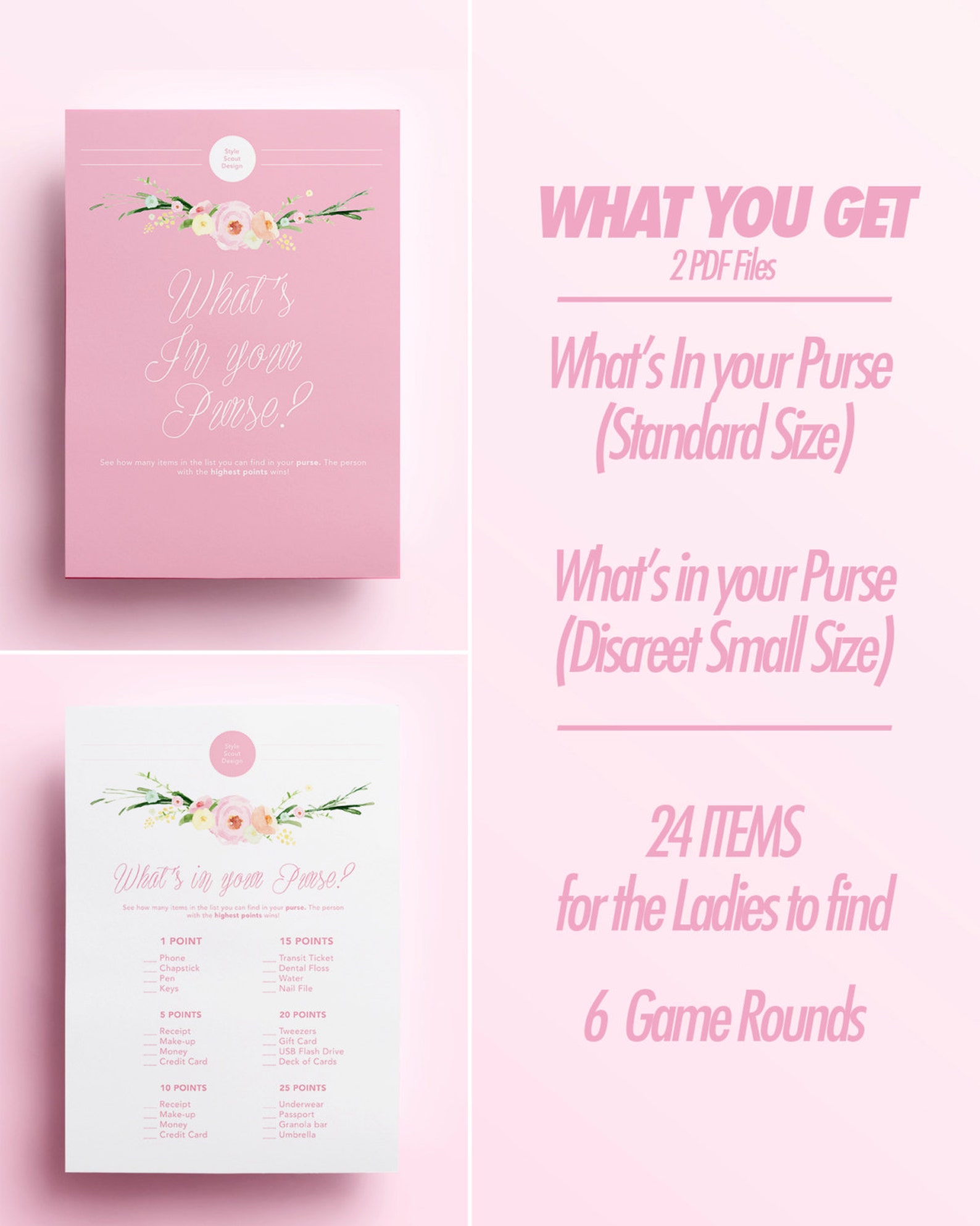 Purse Bridal Shower Game Printable for Weddings Engagement - Etsy