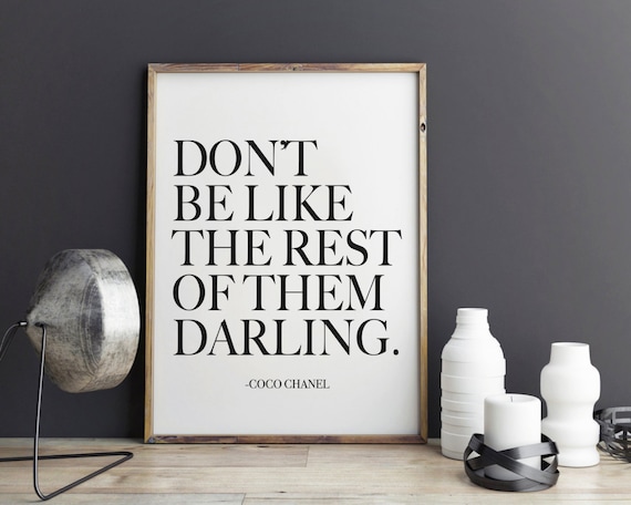 Darling Coco Chanel Quote Fashion Print Fashion Art Wall 