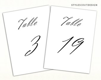 Instant Download Wedding Table Numbers - 1-30 Tables