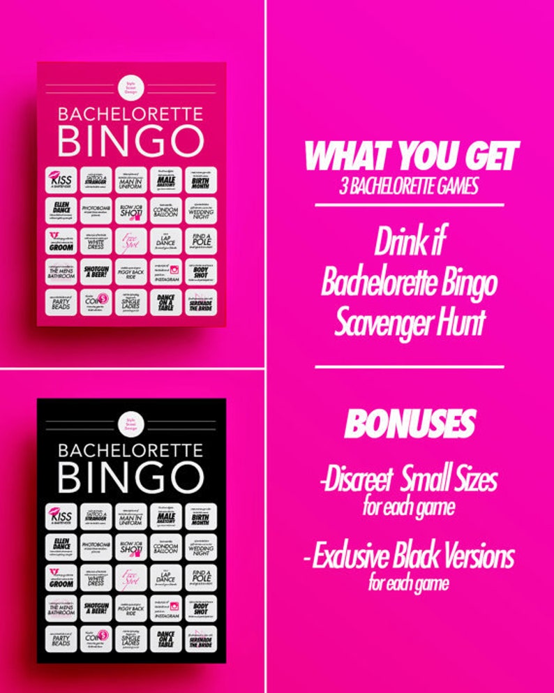 Bachelorette Party Game Pack 3 games-in-1, Dare Cards, Drink If, and Scavenger Hunt image 5