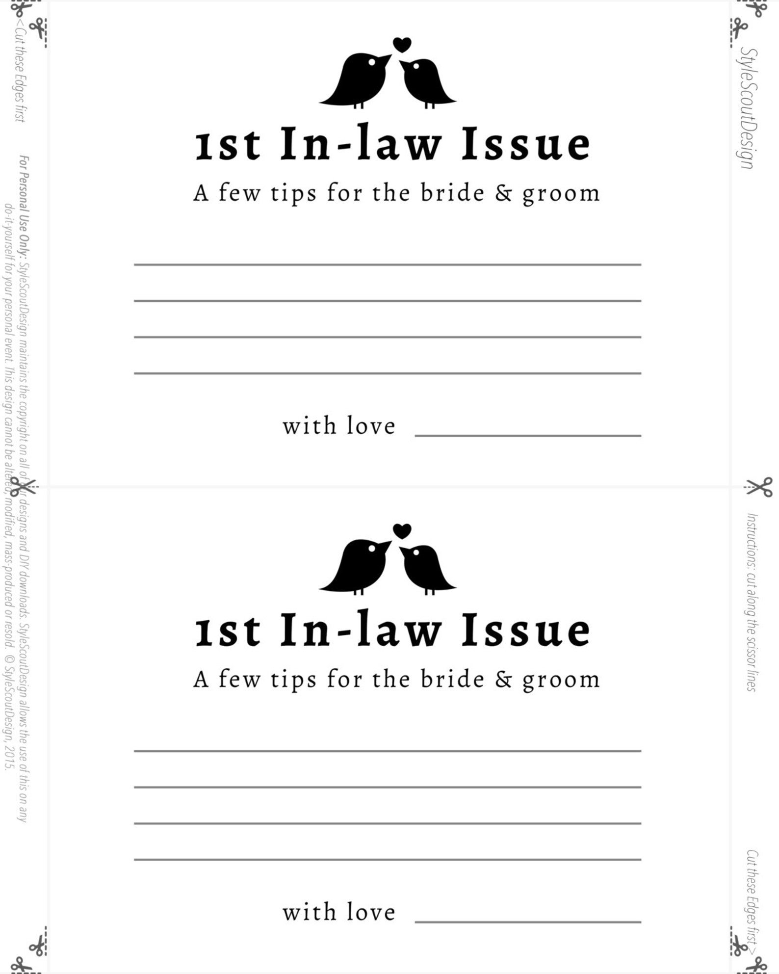 Wedding Advice Card for Bride and Groom, Wedding Advice Printable, 5x7