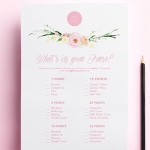 Purse Bridal Shower Game Printable for Weddings Engagement - Etsy