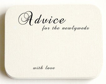 Wedding Advice Card - Blank Script type cards for bride and groom