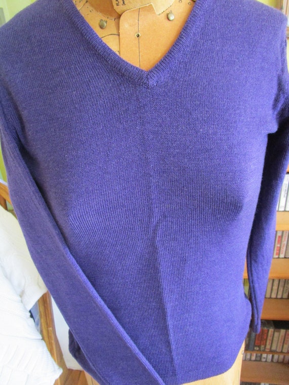 Vintage LL Bean Deep Purple Lambswool Sweater Made