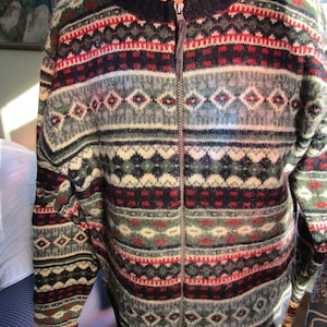 Vintage LL Bean shetland Wool Icelandic Zip Cardigan