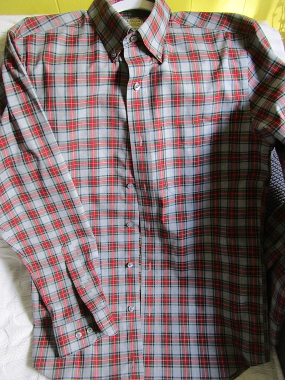 Vintage LL Bean Red and Grey Plaid Shirt