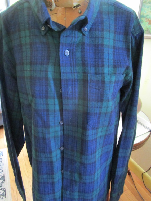 Vintage LL Bean Gender Neutral Black Watch Tartan Flannel Shirt