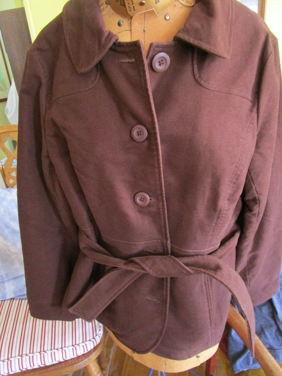 Vintage LL Bean Cocoa Brown Cotton Belted Jacket - image 1