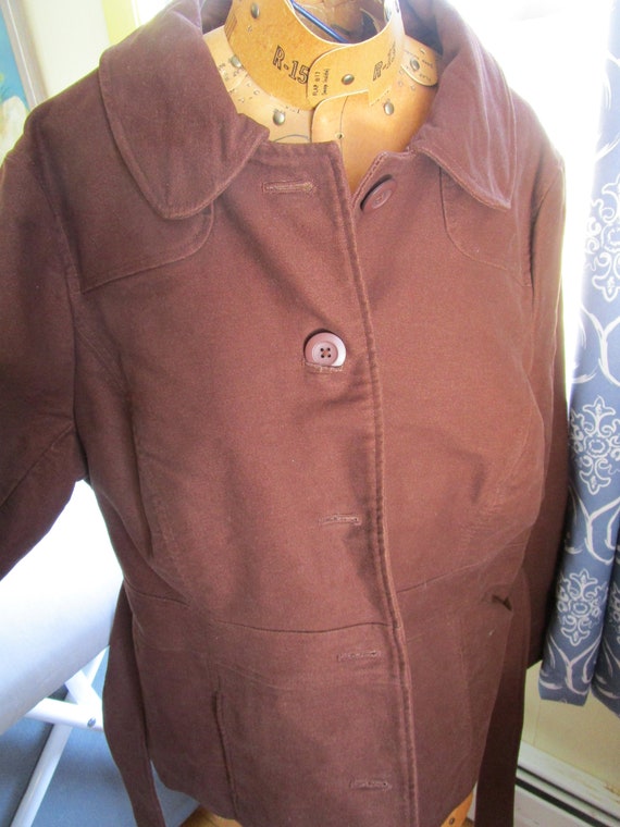 Vintage LL Bean Cocoa Brown Cotton Belted Jacket - image 2