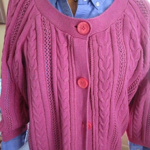 Vintage LL Bean Dusty Pink Cable Knit Cardigan