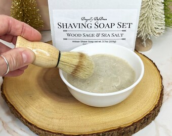 Natural Shaving Kit for men , Shaving Soap Gift Set for Men with Shave Bowl