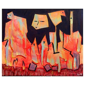 City Magic Group K.Spieczonek 2018 Original Acrylic Painting On Canvas Board Surreal Artwork Visionary Art Image Magical Pictures