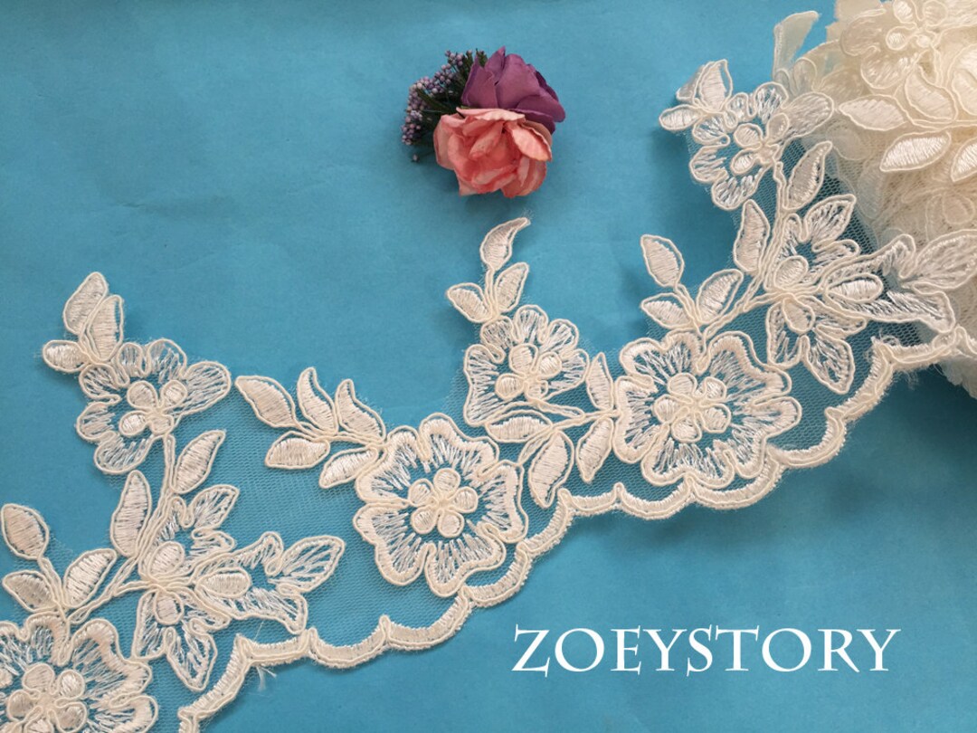 Bridal Veil Lace Trim Ivory Lace Trim IVORY Alencon Lace Etsy