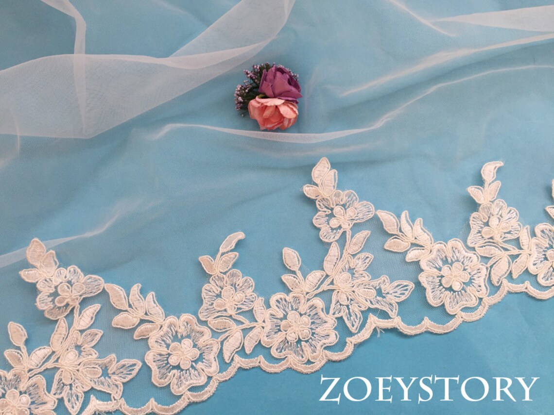 Bridal Veil Lace Trim Ivory Lace Trim IVORY Alencon Lace Etsy