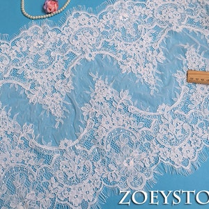 Ivory Chantilly Lace Trim sales-Corded Lace Trim 42cm x 3.3 yards Wedding Dress Lace Trim Bridal Veil Lace Trim