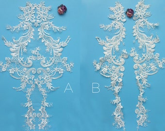 Super big size wedding applique lace, bridal lace applique, ivory lace applique, NEW and Good Quality (AL018)