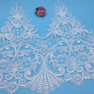 Light Ivory Alencon Lace Trim, Corded Lace Trim, Bridal Lace Trim, 33cm Wide Lace Trim, Corded Lace Trim, Sell By Yard AL176 image 2