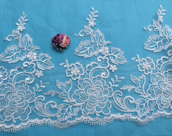 Hight Qulity Lace Trim, Corded Lace Trim,Light Ivory Wedding Veil Lace Trim, Alencon Lace Trim Sell By Yard (AL157)