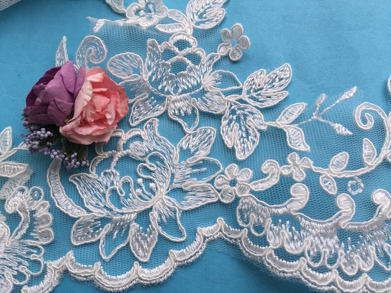 Bridal Lace Trim Ivory Floral Wedding Lace Trim Bridal | Etsy