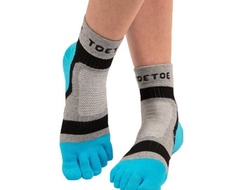 TOETOE - Men, Women Sports CoolMAX Seamless Patterned Light Runner Ankle Toe Socks, Hygienic, Breathable S | M | L