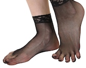 TOETOE Women Legwear Soft Fishnet Ankle Seamless Plain Toe Socks