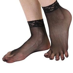 Women's Fishnet Ankle Socks Quality Elastic Stretch Net Black One Size BNIP