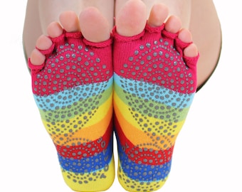 TOETOE - Cotton Anti-Slip Yoga Toe Socks – Stretchy Pilates Trainer Socks