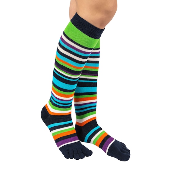 TOETOE Women Essential Stretchy Knee-high Soft Cotton Seamless Stripy Toe  Socks, Hygienic, Breathable, Uk 4-11 Eu 35-46 Us 4.5-11.5 