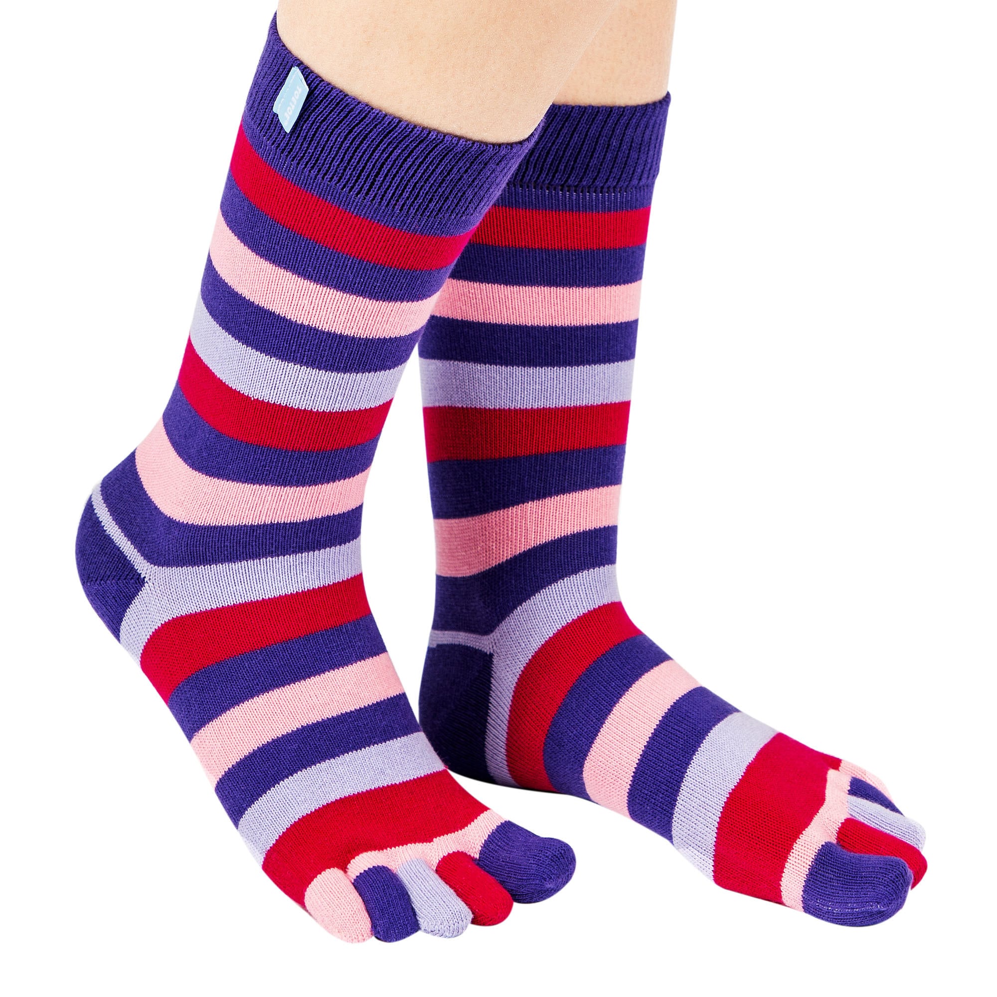 TOETOE - Essential Men Argyle High-Crew Cotton Toe Socks… (Black