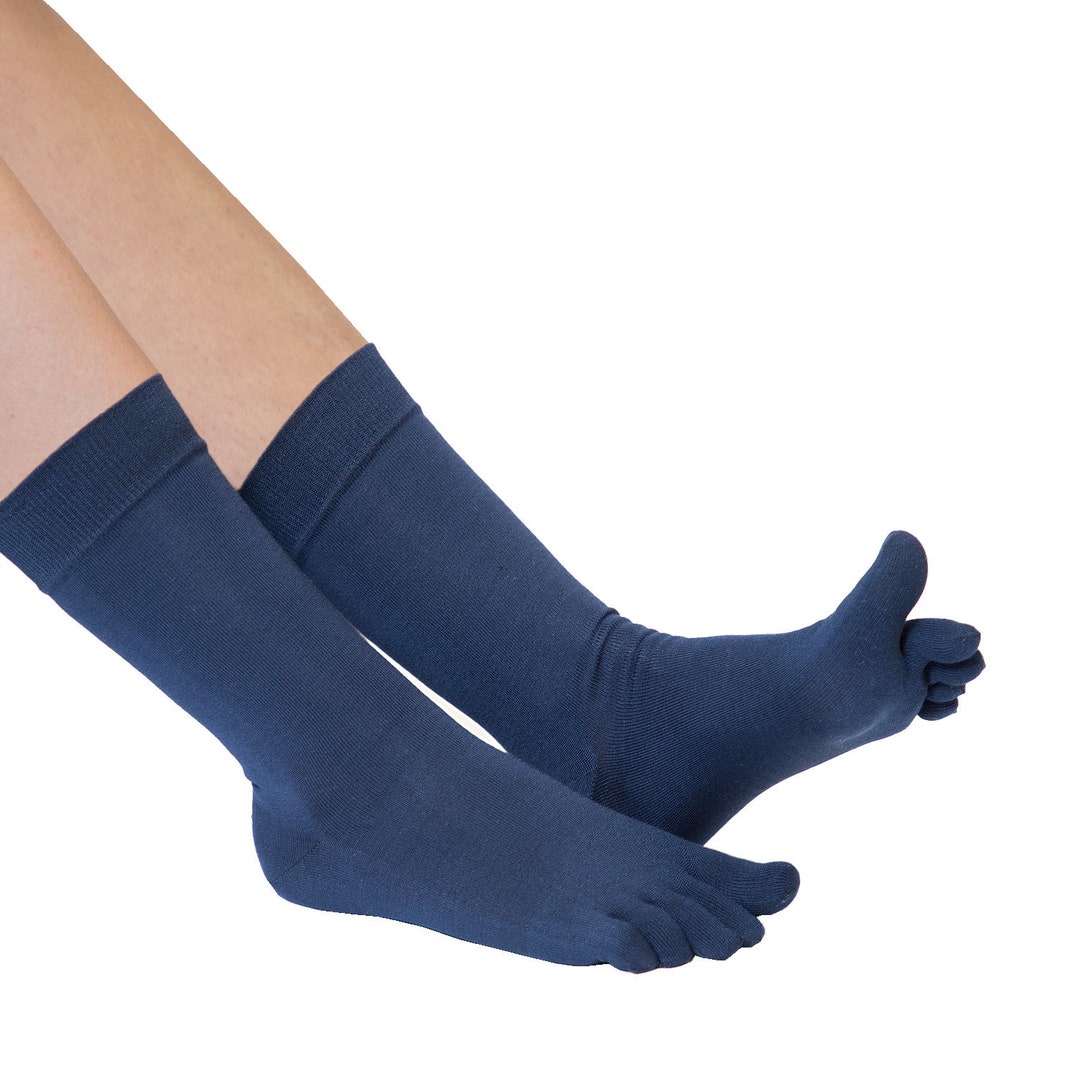 TOETOE - Outdoor Wool High-Crew Toe Socks (Black, 3.5-6) 