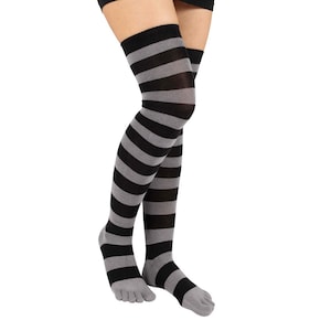 TOETOE - Striped Over-Knee Toe Socks - Seamless Cotton, Women's Essential