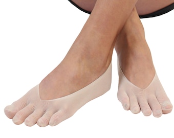 TOETOE - Medias de mujer de nailon suave, calcetines con punta lisa, sin costuras, higiénicos, transpirables, talla única