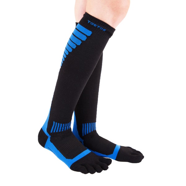 TOETOE - Men, Women Sports CoolMAX Seamless Patterned Compression Knee-High Toe Socks, Hygienic, Breathable S | M | L