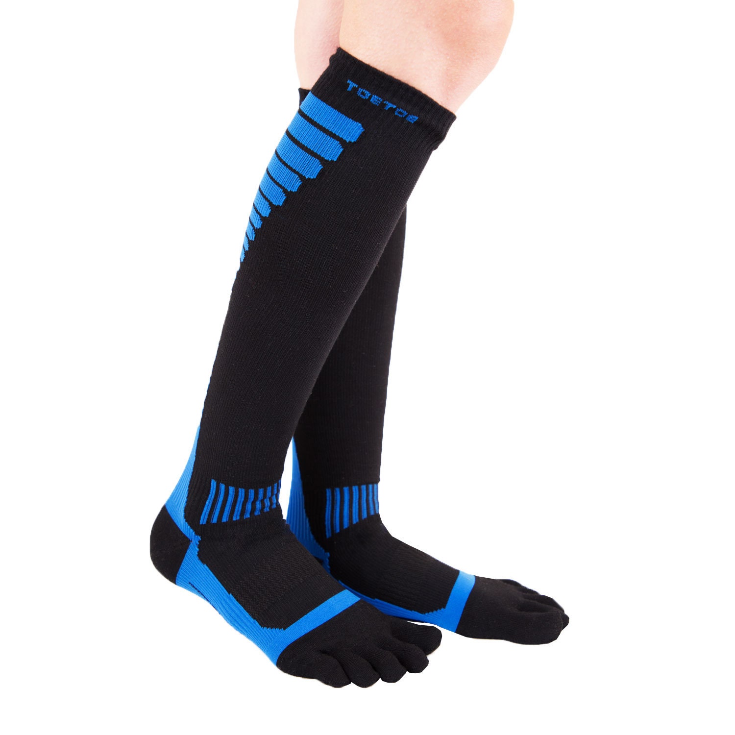 TOETOE Men, Women Sports Coolmax Seamless Patterned Compression Knee-high  Toe Socks, Hygienic, Breathable S M L -  Hong Kong